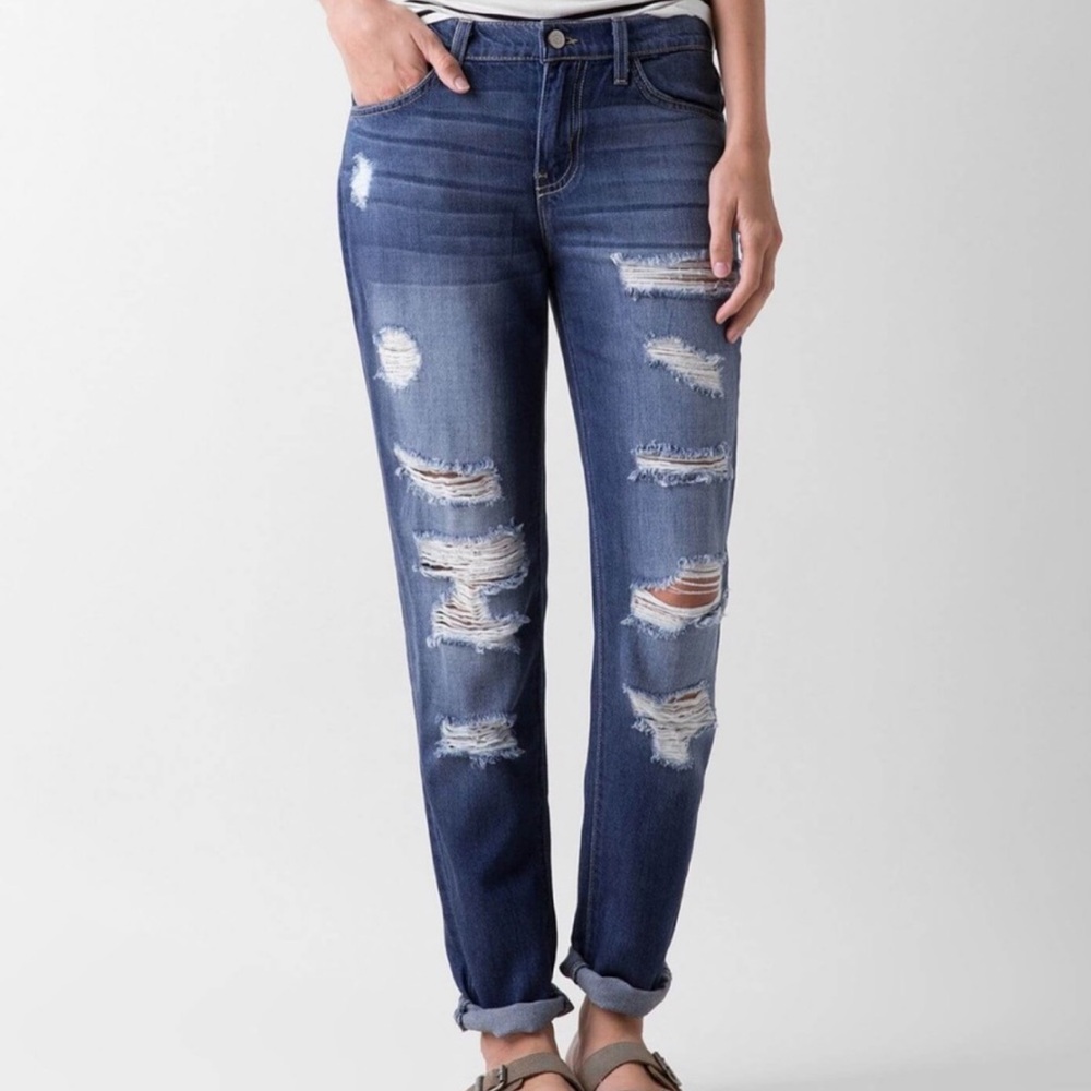 KANCAN estilo boyfriend jeans ripped distressed women’s 29 / 11 shredded torn